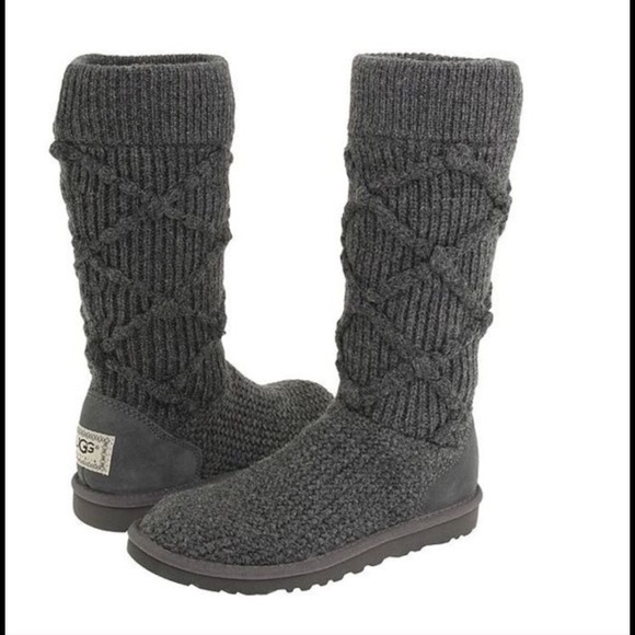 UGG Shoes - UGG 'Classic Argyle' Sweater Knit Boots Gray